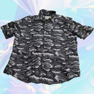 American Eagle Seriously Soft 100% Cotton graphic black and white button down M